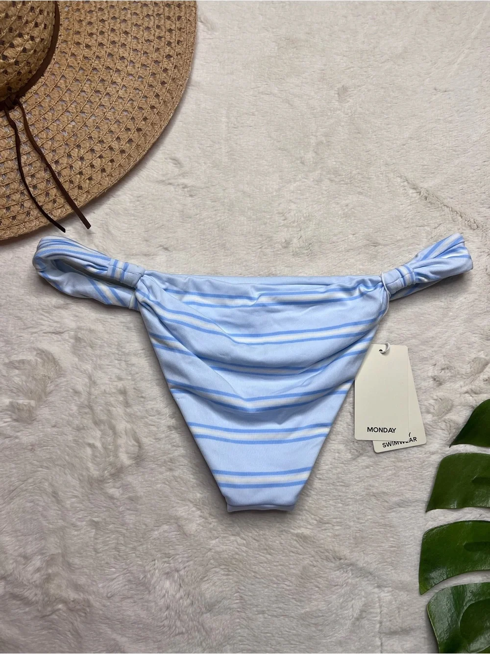 Monday Swimwear Tulum Bottom Ice Stripe Bikini Bottom NWT L/V